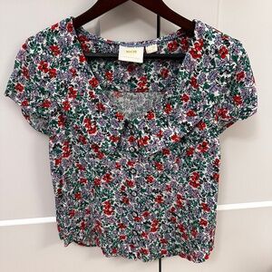 Maeve Floral button-up short sleeve shirt size 4